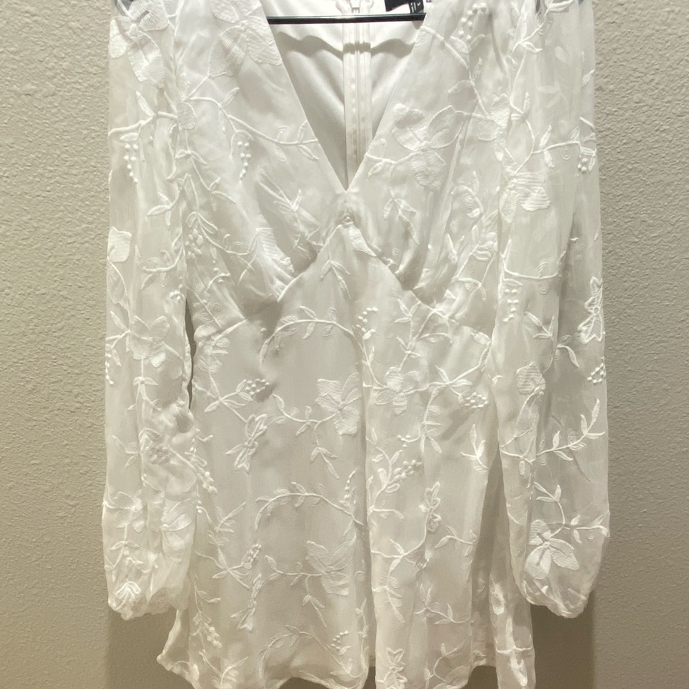 Lulu's White Floral Blouse